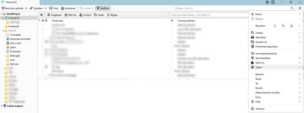 Extra account 1 Thunderbird