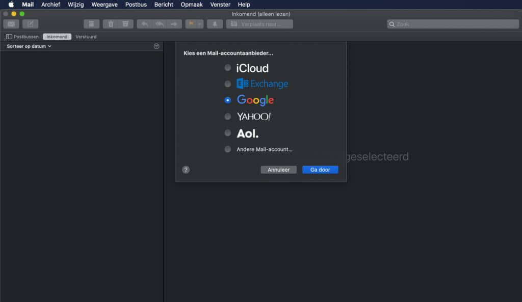 Stap 2 Apple mail
