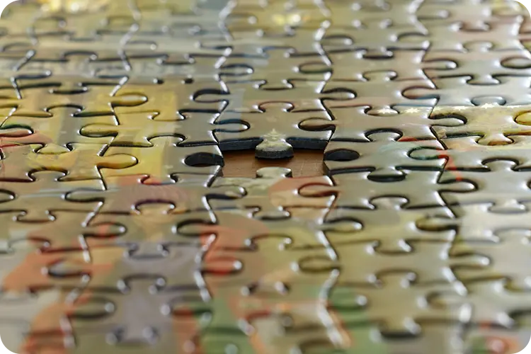close-up van een puzzelstukje