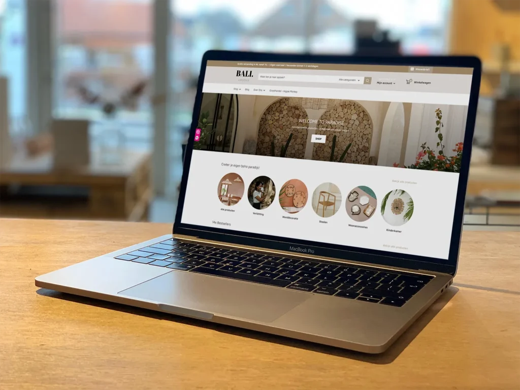 Shopify webshop op laptop
