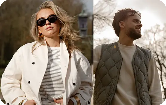 Mannen en vrouwen in de Unique Mode-collectie